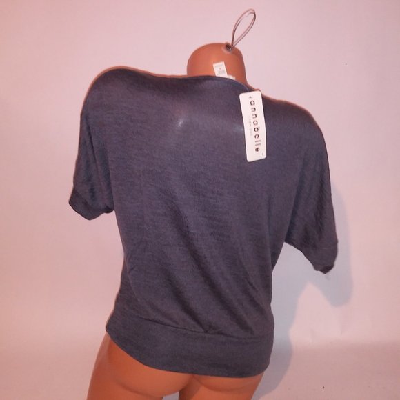 Annabelle Sweater‎ Womens Solid Gray Dolman Sleeve Scoop Neck Lightweight Button - Picture 7 of 7